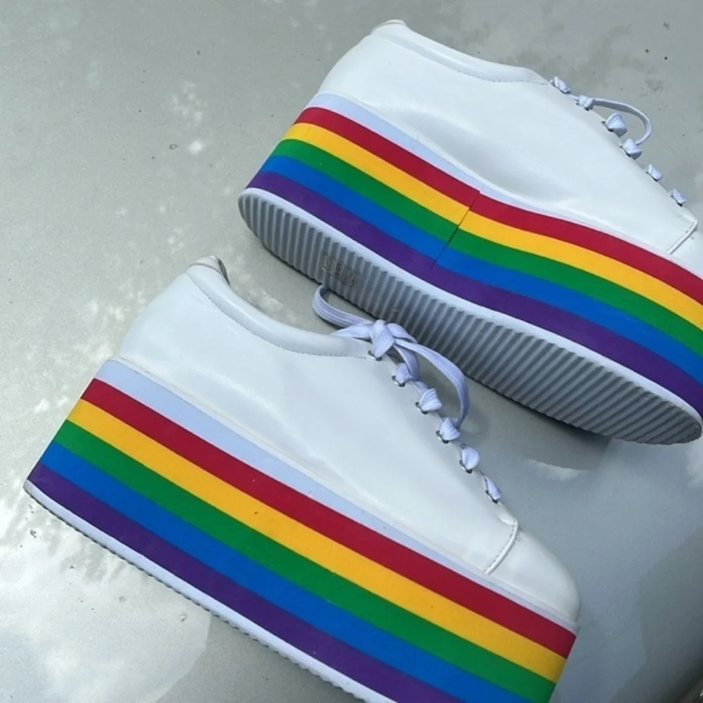 Rainbow shoes pride LGBQT platforms‎ shoes lace women’s size 7